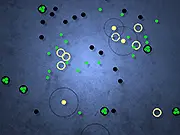 CCC-Chain game screenshot, displaying a series of expanding circles or dots on a screen, illustrating the visual representation of a cascading chain reaction in a simple puzzle game.