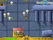 Screenshot of the Mummy Tombs survival game showing the player character shooting a weapon at several attacking mummies inside a dark, Egyptian tomb setting.