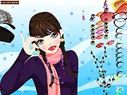 Julia Cold Winter Makeover game screen showing a girl with stylish makeup wearing warm, bright winter clothing