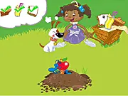 Gameplay screenshot of the free online action puzzle game Picnic Panic, showing a picnic blanket, various foods, and lines of ants stealing the items.