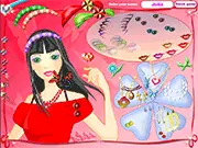 Gameplay screenshot of the free online dress-up game Butterfly Makeup, showing a girl with half-applied makeup and colorful butterflies hovering around her face.