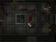 DarkBase II: The Hive top-down shooter game screenshot, player character fighting alien monsters in a dark sci-fi corridor