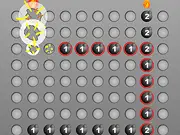 Grid Blast free online puzzle game screenshot showing a grid board with numbers marking the locations of hidden bombs that need to be removed.
