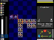 Archers and Altercations free online strategy game screen, showing archer units defending a castle against monsters.