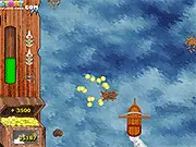 Pirate's Last Adventure free online sailing game showing a pirate ship navigating a stormy sea with obstacles and a shipwreck for looting.