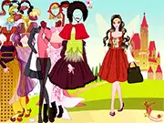 Storybook Dress Up free online game featuring a beautifully dressed female character with fantasy-style clothes and a glamorous look