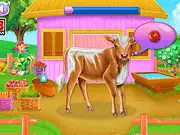 Caring for and dressing up the baby calf in the free online simulation game Baby Cow Day Care