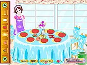 Welcome to My Party game screenshot, decorating a party table with food and decorations, free party planning game online