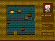 Demon Decimator free online game screenshot showing a grid puzzle where a boxed demon is about to be slid into a pit of red lava.