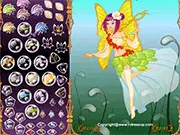 The Fairy Papillon dress up game screen showing a charming fairy with butterfly wings and a selection of gowns and accessories