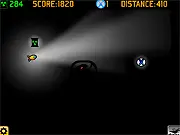 Character exploring the dark, mysterious ruins of a huge, abandoned alien factory in the Land Of Darkness free online game