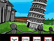 Lost and Found: Hidden Objects game screenshot showing a detailed drawing of the Eiffel Tower with several lost items cleverly hidden within the scene