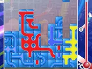 Spin Mania free online puzzle game screenshot, showing rotating blocks that look like pipes falling into a grid