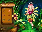 Screenshot of the Flower Spirit Fairy game showing a beautifully dressed fairy character with large wings, surrounded by flowers and magical effects.