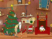 Junior's Christmas free online puzzle game screenshot showing the character 'Junior' attempting to sneak past Santa to get his Christmas present.