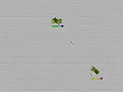 Armored Attack free online tank combat game screenshot showing a heavily upgraded tank engaging an enemy in a destructive battlefield arena.