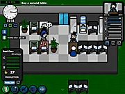 Game Corp game screen showing the user managing their development team in a video game studio office environment