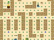 Mission Leprechaun free online game screenshot showing a leprechaun character collecting gold clovers in a maze while avoiding enemies
