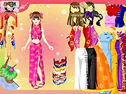 Asian Dressup free online game screenshot showing a female model ready to be dressed in culturally inspired outfits on PlayArcadeHub