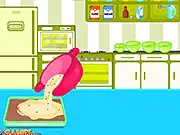 Screenshot of the Iced Brownie Recipe online game showing a mixing bowl with brownie batter and ingredients like chocolate and butter