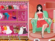 Fashion Housewife Dress-Up free online game screenshot showing a stylishly dressed woman posing after a successful makeover.