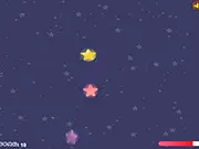 Falling Star Flash online game screenshot, a glowing star bouncing off other yellow and red stars in space, fast-paced arcade game on PlayArcadeHub