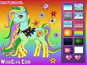 Cute pony model being styled and groomed in the free online dress up game Pony Makeover on PlayArcadeHub