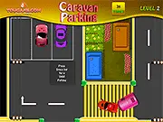 Caravan Parking Simulator game, play free online trailer driving challenge, precision vehicle parking game, PlayArcadeHub
