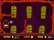 Gameplay screenshot of Ghosts from the Hood showing a bubble with an alien floating through a narrow, dark maze level