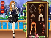 Black Everything Dress Up game screenshot, girl in sophisticated all-black outfit, free fashion game online