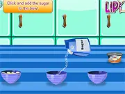Screenshot of the Layered Caramel Candy Bar Cheesecake cooking game showing layers of crust, cream cheese, caramel, and candy bar pieces.