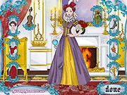 British Monarchy Dress-Up free online game screen showing a character dressed in elegant historical royal fashion