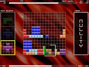 Screenshot of Blockpolis game grid filled with colored blocks and a score counter, a free online logic and block puzzle game on PlayArcadeHub.
