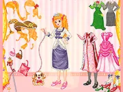 Blonde Lady Dressup game screen showing the stylish blonde character wearing an elegant evening gown