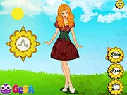 Screenshot of Outdoor Girl Dress Up game showing the adventurous lady wearing cute, practical clothes and holding outdoor gear like a backpack.