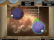 Gameplay screenshot of the free online game Space Pong showing a paddle hitting a ball towards a distant planet
