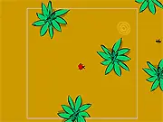 Gameplay screenshot of the Up Bug game, showing a small ladybug vehicle moving quickly past various different colored insects and bugs