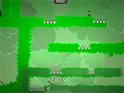 Screenshot from the game The Afterlife showing a pixelated character and their ghostly spirit floating next to a red lever, demonstrating the dual-form puzzle mechanic.