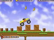 Donkey Kong Truckin' free online game screenshot, DK driving a truck, physics-based driving game, collecting bananas
