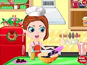 Christmas Ice Cream Sundae Maker cooking game screenshot, player designing a festive ice cream dessert with holiday toppings
