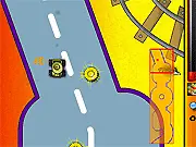 A high-speed race car dodging and smashing other vehicles in the desert environment of the free online racing game The Desert Rally