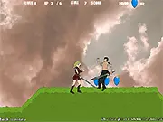 Elina of the Danzean Knites 2D action game, free online sword fighting and jumping adventure, fighting Shadow Clan on PlayArcadeHub