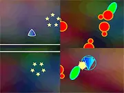 Piu Piu free online game screenshot with a rotated and flipped screen, showing collection and avoidance objects