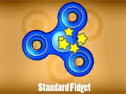 A brightly colored digital fidget spinner spinning rapidly on a screen, with visible accumulated points in the free online clicker game