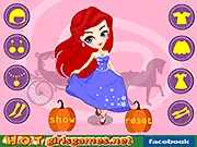 Screenshot of New Princess Love Story dress-up game, featuring Cinderella selecting a beautiful gown for her date.