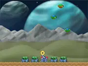 Spaceship defending a series of glowing biodomes from incoming alien enemy fire in the Dark Night Sky online game