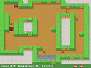 Super Red Head game screenshot, the red-haired hero collecting carrots on a puzzle platform level, free online brain game on PlayArcadeHub