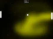 Screenshot of Fluxball showing a stylized 'ball' moving through colorful streams of liquid between two paddles on a dark background