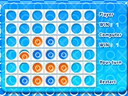 Screenshot of 4-in-1-Line (Connect Four) showing a vertical game board with red and yellow checkers in the columns