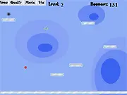 A small red ball bouncing off a strange, angled platform towards a glowing exit in the free online puzzle game Platform Bounce